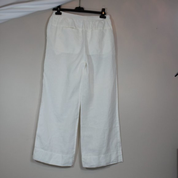 Grade&Gather 100% Linen white woman straight leg pant 4 pockets size Medium - Picture 4 of 9